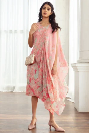 Pink Printed Dress prismthestore