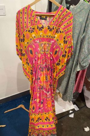 Boozy Button Moroccan silk Kaftan B004 prismthestore
