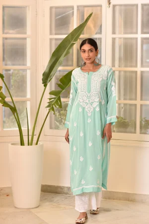Ishtar Chikankari Modal Straight Kurta