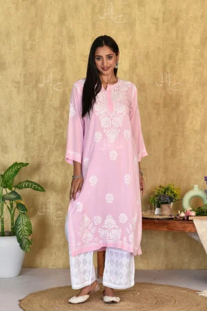 Kubra Chikankari Modal Straight Kurta
