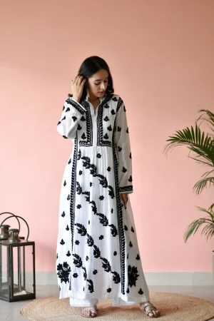 Safa Chikankari Muslin A Line Kurta